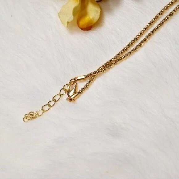 Gold Rhinestone Santa Claus Christmas Necklace Holiday Stocking Stuffer Idea - Picture 3 of 4